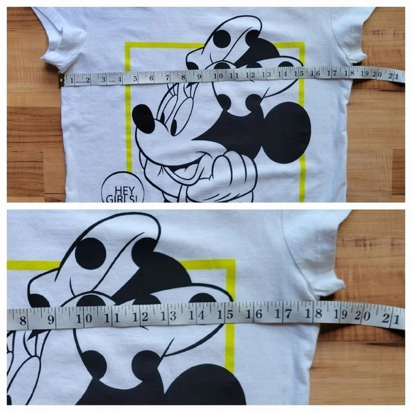 Disney Mini Mouse " Hey Girl " Cropped Sleeved Grahpic T-Shirts - Picture 6 of 9